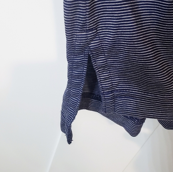 Peter Millar Golf Polo Shirt Pinstriped Navy Blue & White Sz Large 100% Cotton - Picture 6 of 12